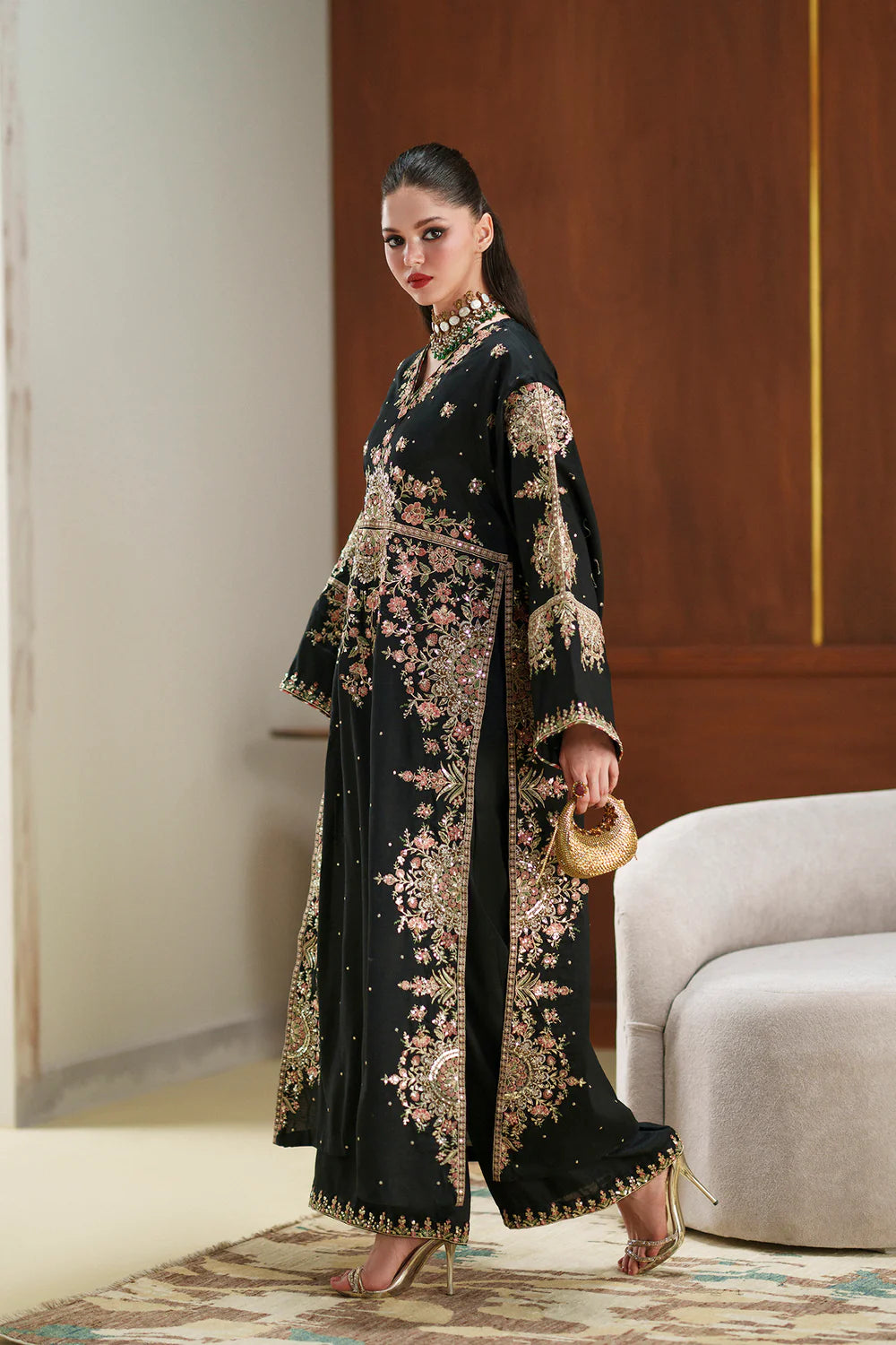 Charmoush Silk 3-Piece Suit with  Sequin Work & Embroidered Dupatta | RTW