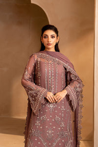 Dusty Mauve Chiffon Heavy Embroidered 3-Piece suit | Ready to Wear