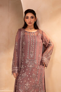 Dusty Mauve Chiffon Heavy Embroidered 3-Piece suit | Ready to Wear