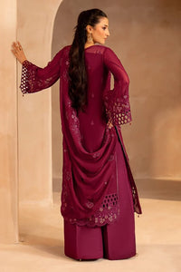Rich Magenta Wine: Embroidered Chiffon Suit | Ready To Wear