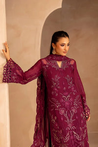 Rich Magenta Wine: Embroidered Chiffon Suit | Ready To Wear