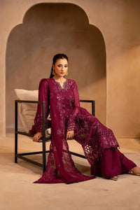 Rich Magenta Wine: Embroidered Chiffon Suit | Ready To Wear