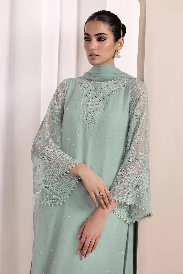 Pearl Embroidered Chiffon 3 Piece Suit with Heavy Embroidered Dupatta | Ready To Wear