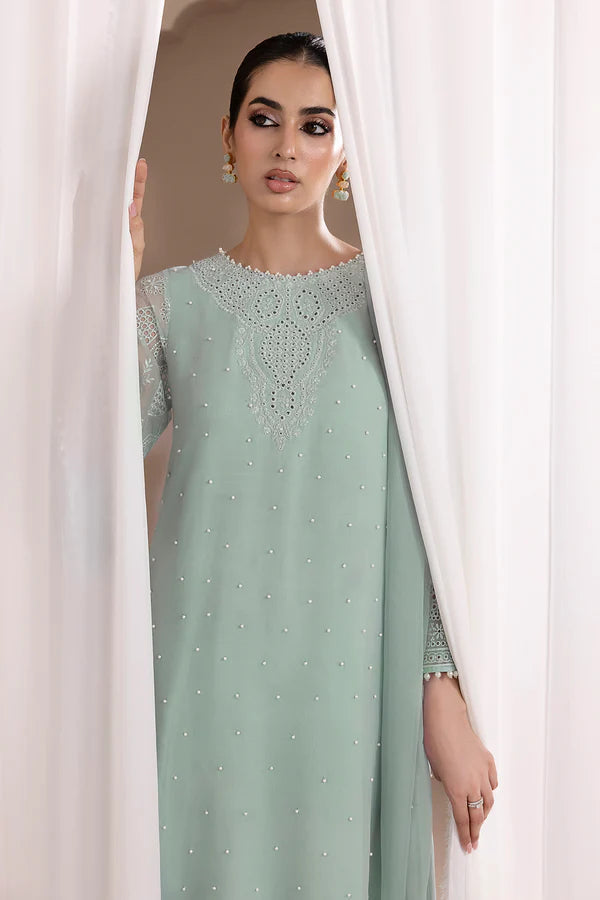 Pearl Embroidered Chiffon 3 Piece Suit with Heavy Embroidered Dupatta | Ready To Wear