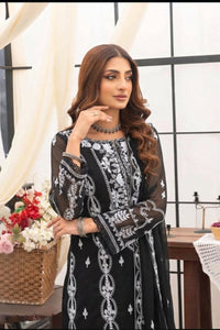 Embroidered Chiffon 3-Piece Suit with Spangle Work & Handwork Ready to Wear