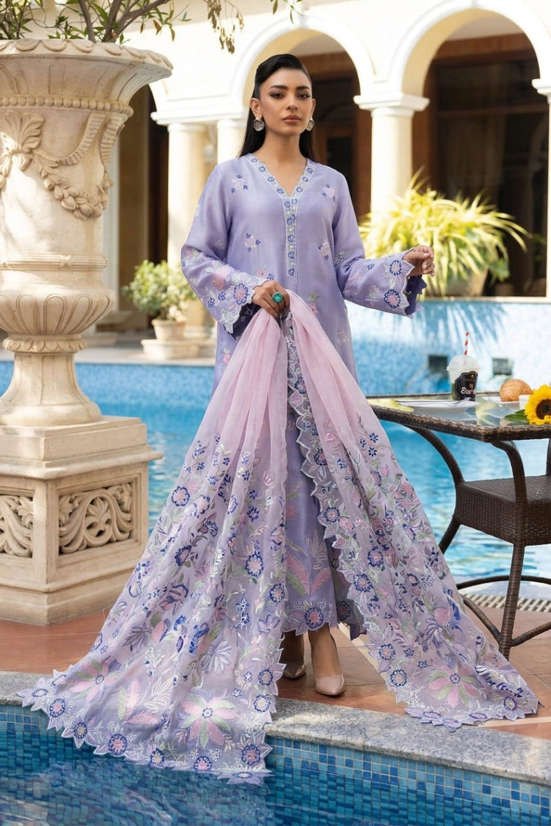 Pure Silk Embroidered 3-Piece suit| Ready to Wear