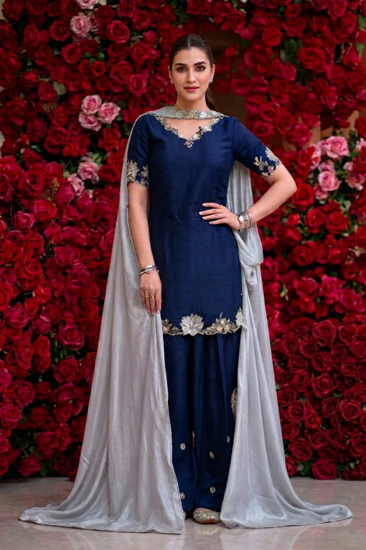 Embroidered Shamoze Silk 3-Piece Suit | Ready to Wear
