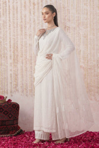 Ivory White Heavy Embroidered Chiffon 3-Piece Suit – Ready to Wear