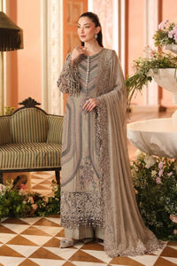 Taupe Beige Chiffon Embroidered 3-Piece Suit | Ready to Wear