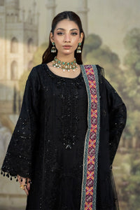 Midnight Black  Luxury Organza Embroidered 3-Piece Suit | Ready to Wear