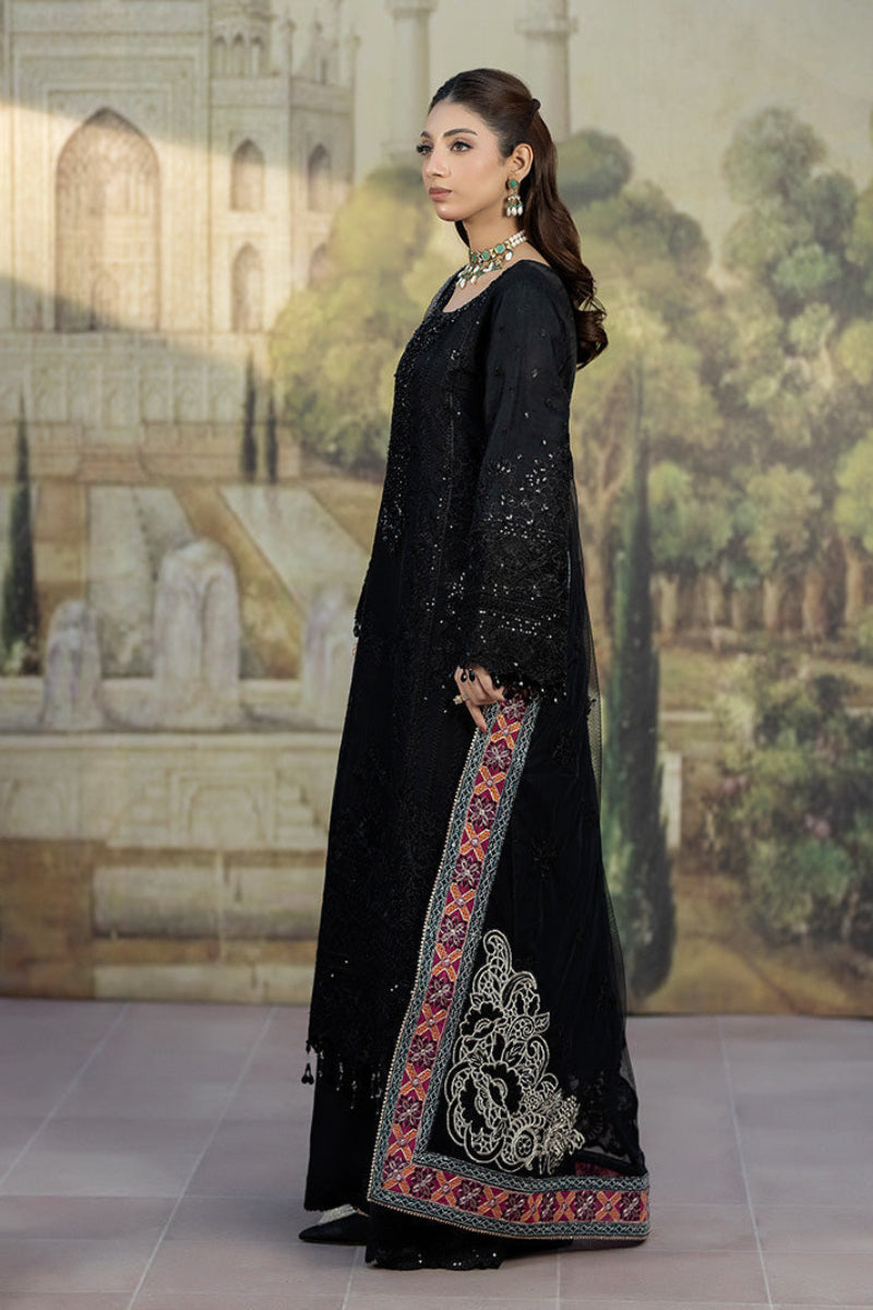 Midnight Black  Luxury Organza Embroidered 3-Piece Suit | Ready to Wear