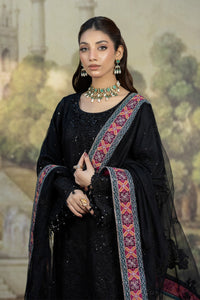 Midnight Black  Luxury Organza Embroidered 3-Piece Suit | Ready to Wear