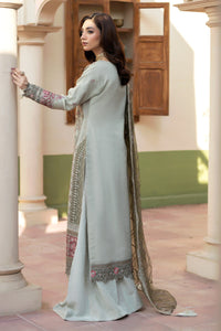 Pastel Green-Grey Luxury Organza Embroidered 3-Piece Suit | Ready to Wear