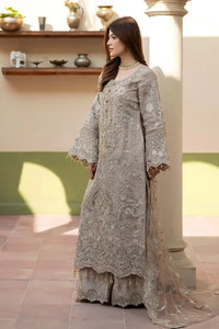 Mushroom Grey: Heavy Embroidered Organza Suit | Ready To Wear