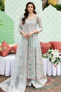 Pastel Mint Green Luxury Net Embroidered Maxi Suit | Ready to Wear
