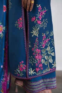 Teal Blue  Premium Air Jet Dhanak Embroidered 3-Piece suit – Ready to Wear