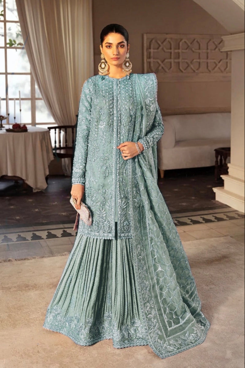 03-Piece Organza Embroidered Suit - Ready To Wear