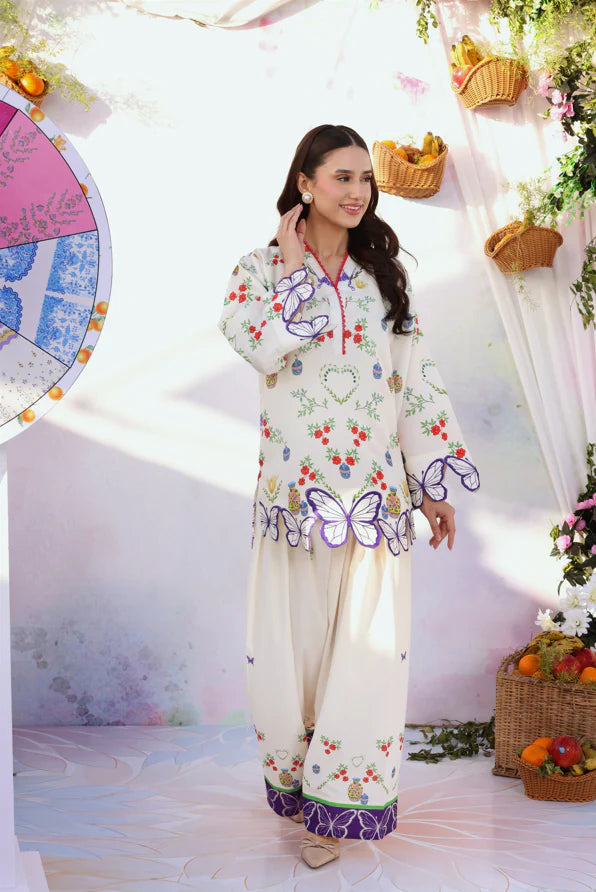 Heavy Embroidered Lawn 3-Piece Suit with Chiffon Dupatta | Ready to Wear