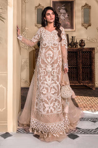 Beige Organza Heavily Embroidered 3-Piece Suit | Ready To Wear
