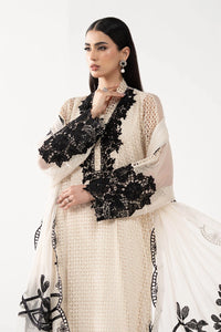 Cream Ivory Chiffon Suit With Jet Black Embroidery | Ready To Wear