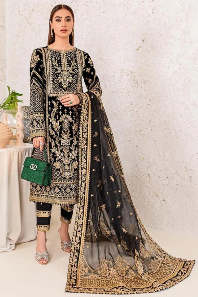 Gulaal Embroidered Velvet 3-Piece Suit | Ready to Wear