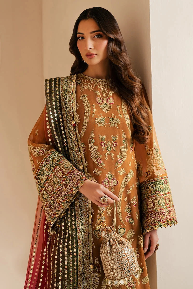 Rust Royalty: Embroidered Chiffon Suit With Net Dupatta | ready to wear
