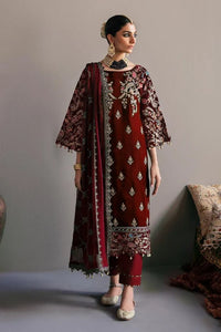 03-Piece Embroidered Velvet Suit With Chiffon Dupatta | Ready To Wear