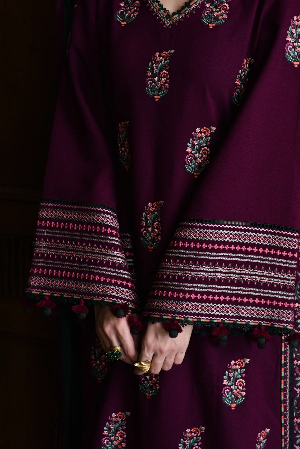 Plum & Emerald Heritage - 3 Piece Embroidered Suit | Ready To Wear