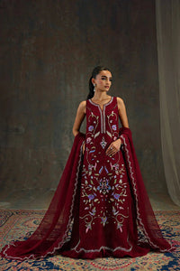 Shamoze Silk 3-Piece Suit with Embellished Neckline & Lace Net Dupatta | Ready to Wear