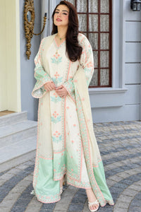 Ivory and Mint Green Tie & Dye Silk  3-Piece suit |Ready to Wear