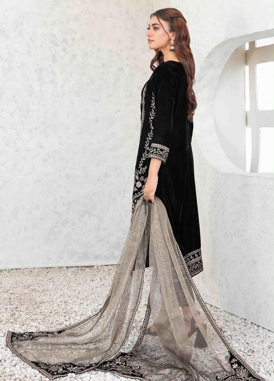 Sequence Embroidered Velvet 3piece Suit | Ready To Wear