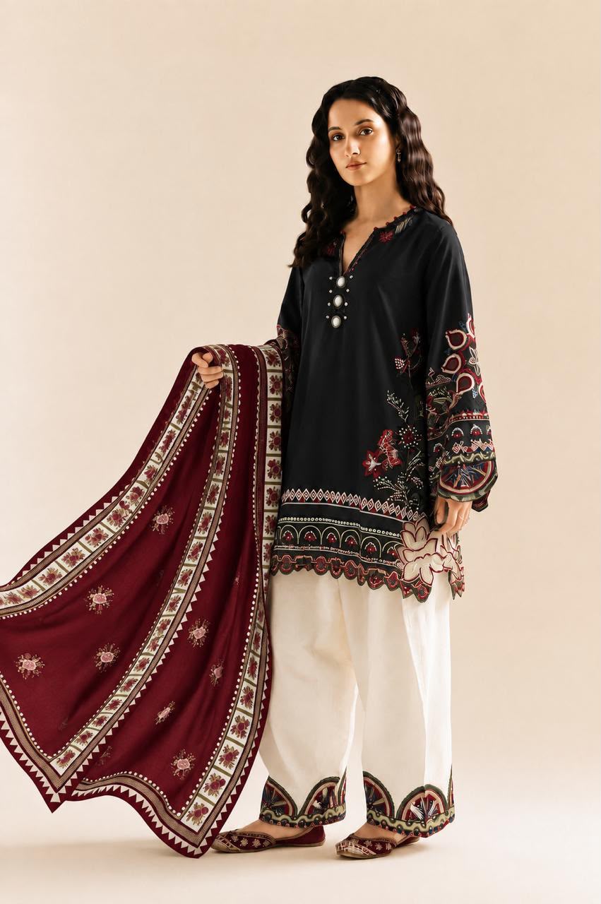 Lawn 3-Piece Ready to Wear Suit with Laser Work, Spangle Embellishments & Cutwork