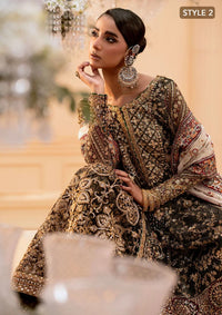 Deep Antique Bronze & Charcoal: Embroidered Organza Suit | Ready To Wear