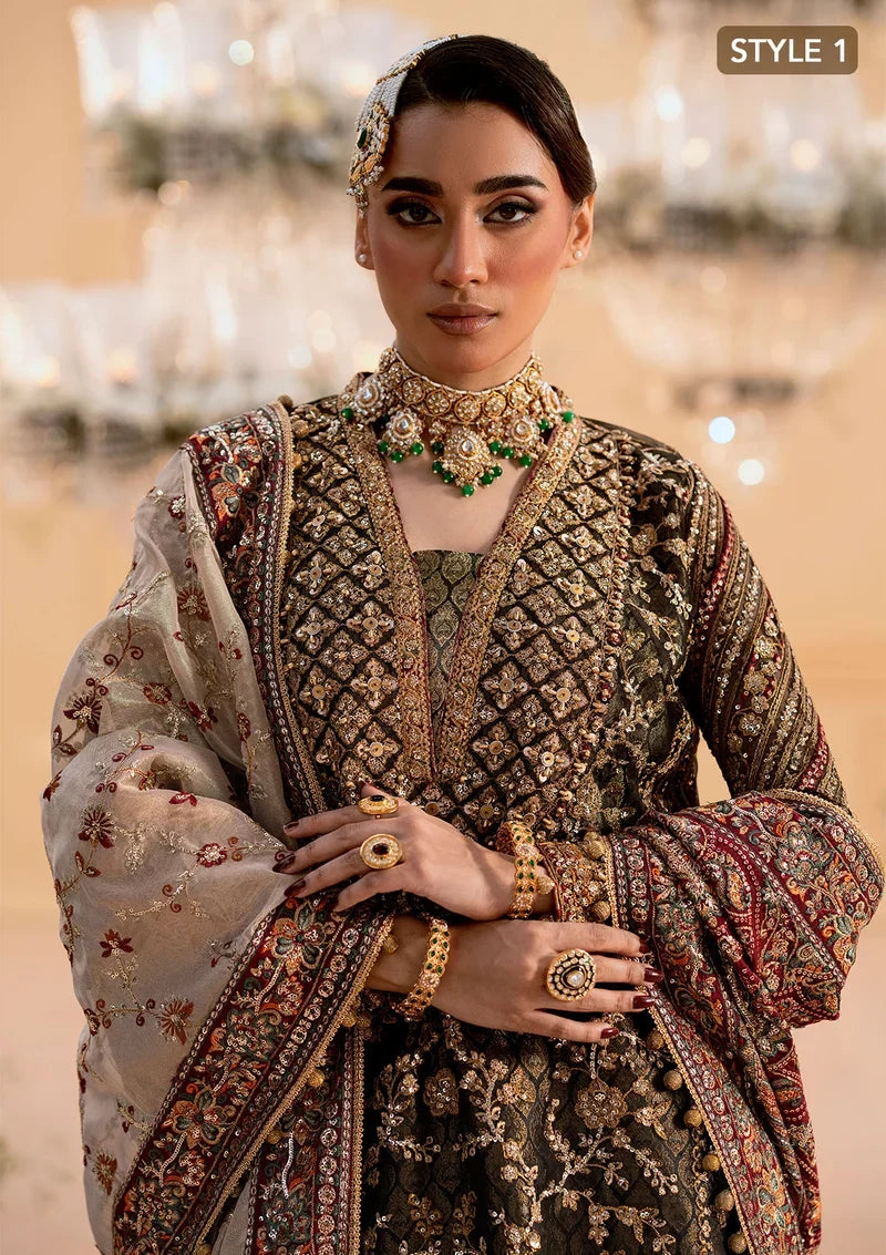 Deep Antique Bronze & Charcoal: Embroidered Organza Suit | Ready To Wear