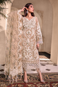 Beige Organza Heavily Embroidered 3-Piece Suit | Ready To Wear