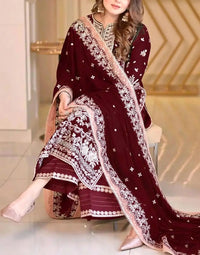 03-Piece Chffon Suit With Embroidery | Ready To Wear