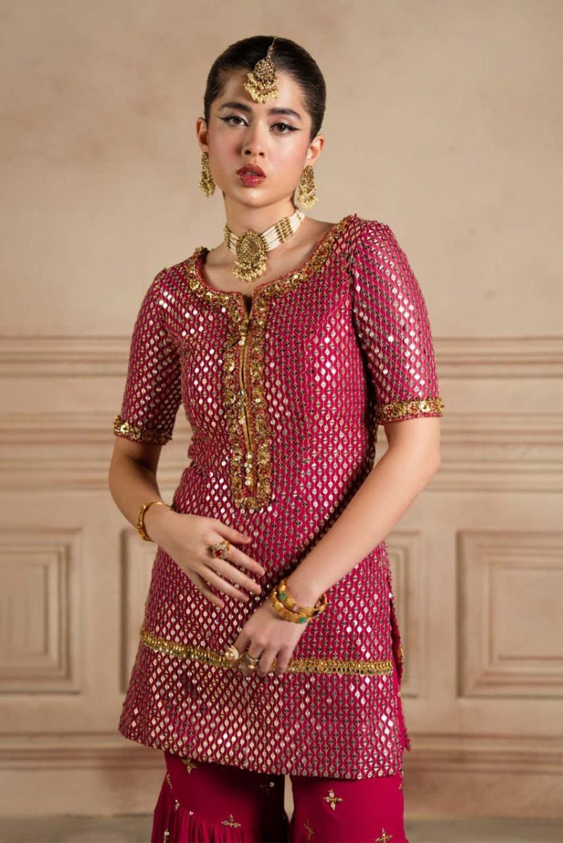 Pink Premium Chiffon 3 piece suit Ready To Wear