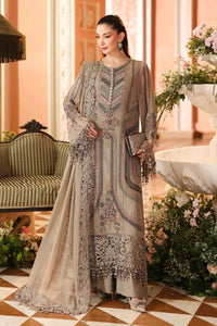 Taupe Beige Chiffon Embroidered 3-Piece Suit | Ready to Wear