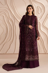 Premium Chiffon Embroidered Deep Plum 3-Piece Suit | Ready-to-Wear