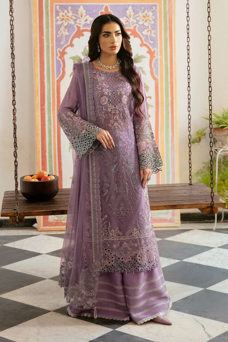 Lavender Embroidered Chiffon 3-Piece Suit | Ready to Wear