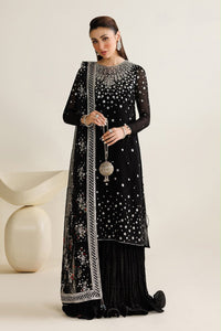 Black Chiffon Sequence Embroidered 3-Piece Suit | Ready to Wear