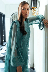 Aqua Serenade: Chiffon Suit With Sequin Embroidery | Ready To Wear