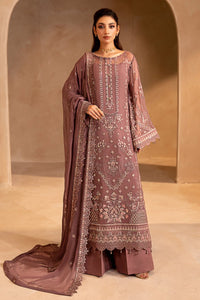 Dusty Mauve Chiffon Heavy Embroidered 3-Piece suit | Ready to Wear