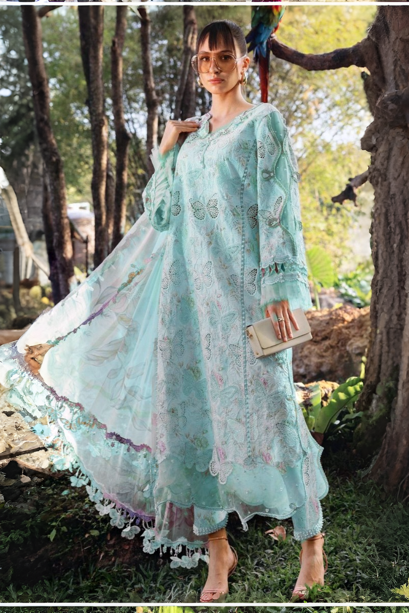 03-Piece Printed Lawn Suit With Chikankari Embroidery - Ready To Wear