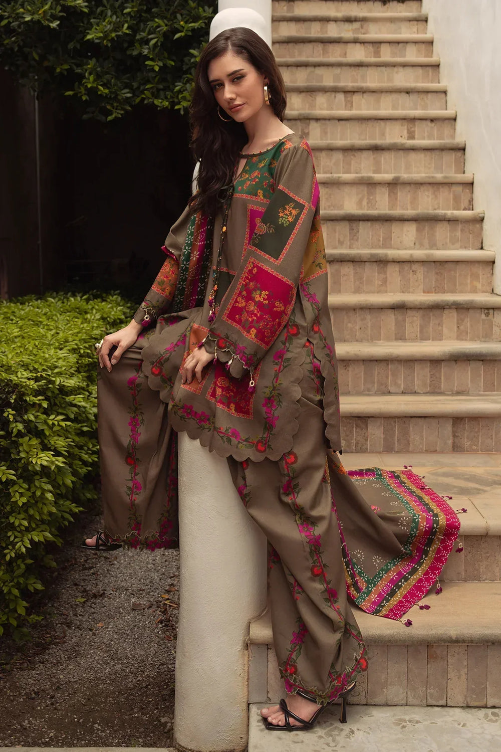 03-Piece Shamoze Silk Suit | Ready To Wear