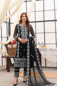 Embroidered Chiffon 3-Piece Suit with Spangle Work & Handwork Ready to Wear