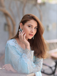 Heavy Embroidered Net 3-Piece Suit with Adda Work & Sequin Embroidery | Ready to Wear