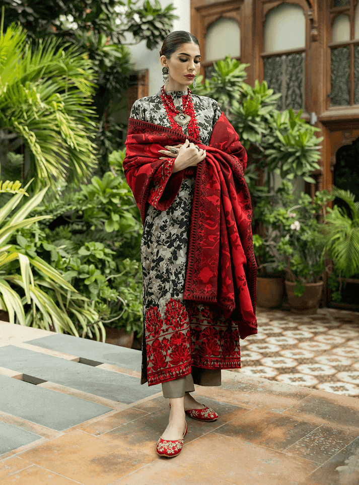 3 Piece Lawn Embroidery Suit -With Chiffon Dupatta |  Ready To Wear