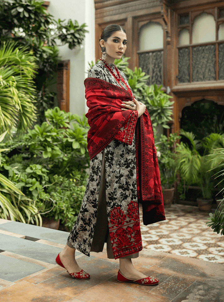 3 Piece Lawn Embroidery Suit -With Chiffon Dupatta |  Ready To Wear