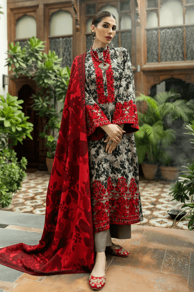 3 Piece Lawn Embroidery Suit -With Chiffon Dupatta |  Ready To Wear